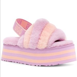 UGG Women's Disco Stripe Slide Primrose/Pink Dusk Combo women’s slippers size 8